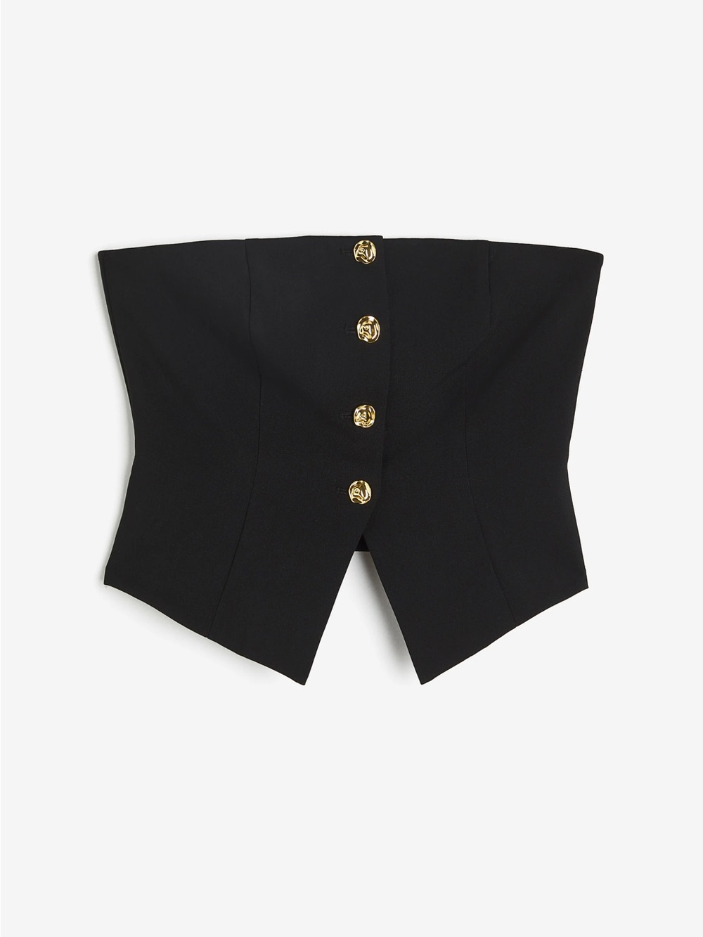 Black Structured Corset-Style Shorts with Gold Buttons NWT